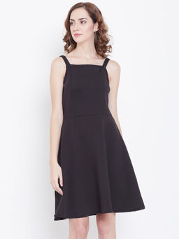 Dodo & Moa - Women Black Solid Fit and Flare Dress