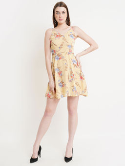 Dodo & Moa - Yellow and Pink Floral Georgette Dress