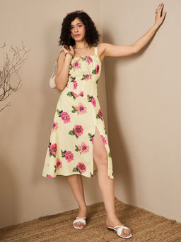 Kibo - Yellow Flora Victorian Dress