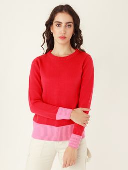 Zink London - Women Red Colorblock Sweater