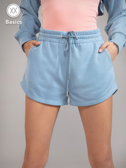 Twenty Dresses by Nykaa Fashion - Basics Blue Solid Relaxed Fit Shorts
