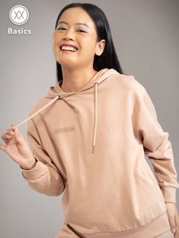 Twenty Dresses by Nykaa Fashion - Basics Beige Solid Crew Neck Hoodie