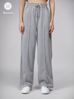 Twenty Dresses by Nykaa Fashion - Basics Grey Solid Wide Leg Pants
