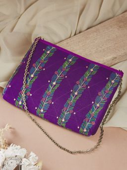 Fabindia - Purple Cotton Blend Clutch Bag