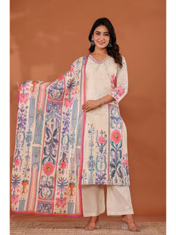 Zari Jaipur - Womens Embroidered Printed Kurta with Pant and Dupatta (Set of 3)