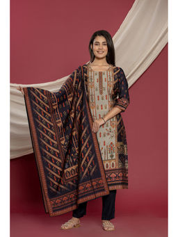 Zari Jaipur - Womens Black Embroidered Kurta with Pant and Dupatta (Set of 3)