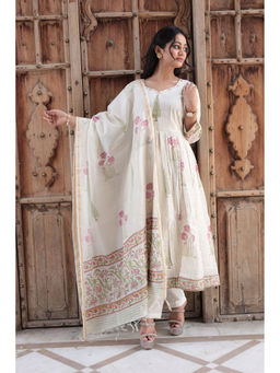 Zari Jaipur - Womens Embroidered Anarkali with Pant and Dupatta (Set of 3)