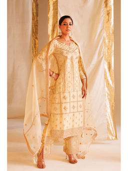 Zari Jaipur - Womens Embroidered Kurta with Pant and Dupatta (Set of 3)