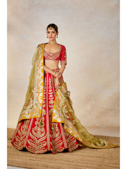 Masaba - Badami Halwa Embroidered Lehenga with Blouse and Dupatta (Set of 3)