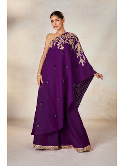 Masaba - The Jamun One Shoulder Top with Tube and Sharara (Set of 3)