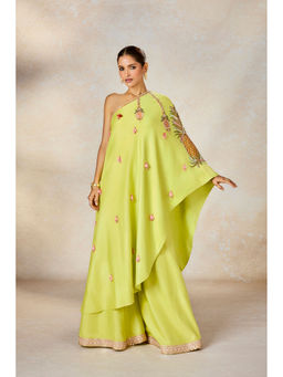 Masaba - The Pista Kulfi One Shoulder Top with Tube and Sharara (Set of 3)