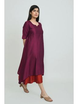 OMAANA - Burgandy Luxe Handkerchief Maxi Dress