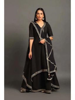 OMAANA - Black Saira Double Layered Maxi Dress