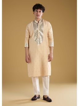 KALKI FASHION - Men Beige Mandarin Neck Kurta With Pant