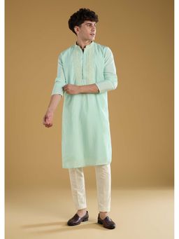 KALKI FASHION - Men Green Mandarin Neck Kurta With Pant