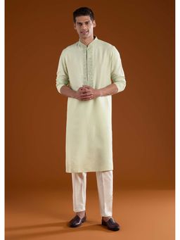 KALKI FASHION - Men Green Mandarin Neck Kurta With Pant