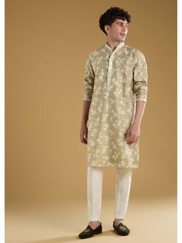 KALKI FASHION - Men Green Mandarin Neck Kurta With Pant