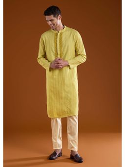 KALKI FASHION - Men Green Mandarin Neck Kurta with Pant