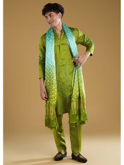 KALKI FASHION - Men Green Mandarin Neck Kurta Dupatta With Pant