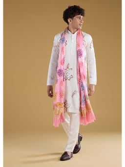 KALKI FASHION - Men Pink Mandarin Neck Kurta Dupatta With Pant