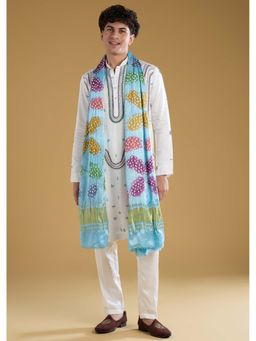 KALKI FASHION - Men Blue Mandarin Neck Kurta Dupatta With Pant
