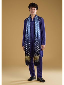 KALKI FASHION - Men Blue Mandarin Neck Kurta Dupatta With Pant
