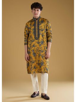 KALKI FASHION - Men Mustard Mandarin Neck Kurta With Pant