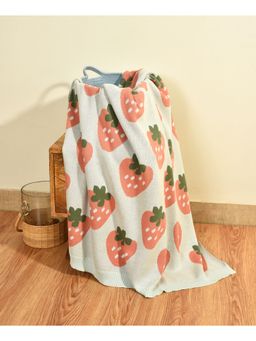 Mi Arcus - Fruits Print Premium Cotton Soft Blanket for 2-6 Y, 160x100 CM - Sea Green