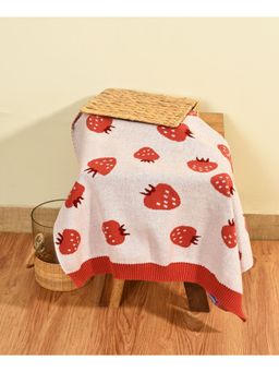 Mi Arcus - Fruits Print Premium Cotton Soft Knitted Blanket for 0-12 M, 90x70 CM - Pink