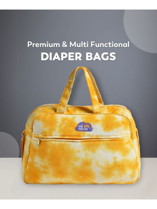 Mi Arcus Tie-Dye Print Maternity Diaper Bag with With Diaper Changing Sheet Yellow