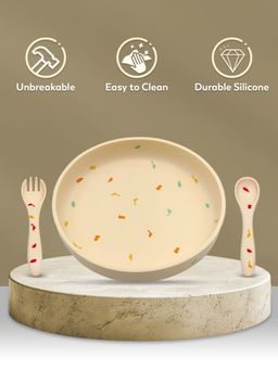 Mi Arcus - Silicone Dinner Set for Kids Pack of 5, Plate, Bowl, Glass, Fork,Spoon- 6 M+