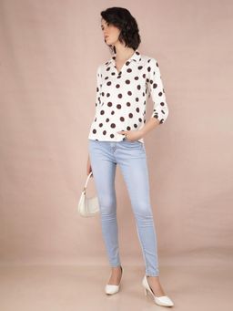 CRIMSOUNE CLUB - Women's Brown Polka Dots Top