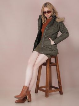 CRIMSOUNE CLUB - Women's Olive Padded Jacket