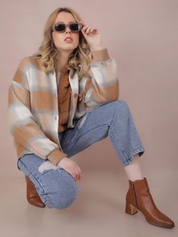 CRIMSOUNE CLUB - Women's Brown Checked Shacket