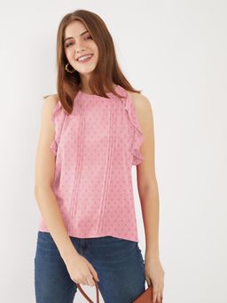 Zink London - Women's Solid Pink Halter Neck Top