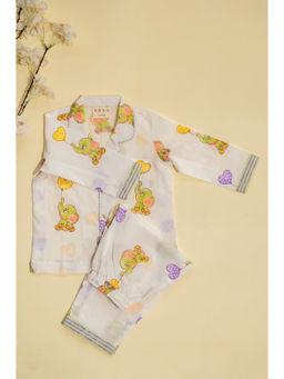 ADYA - White Elephant Kids Shirt and Pyjama (Set of 2)