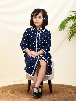 Bugandbees - Navy Blue Polka Dots Dress