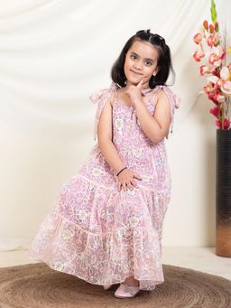 Bugandbees - Peach Floral Dress