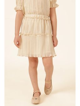 One Friday - Beige Self Design Skirt