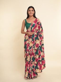 Suta - Multi-Color Printed Liva Saree