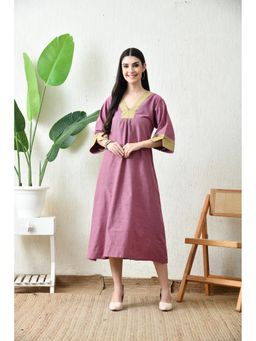 The Saffron Saga - Regal Plum Mauve Serenity Midi Dress