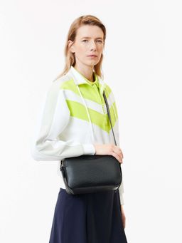 Lacoste - Black Large Chantaco Leather Shoulder Bag