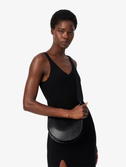 Lacoste - Black Chantaco Leather Half Moon Bag