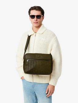 Lacoste - Olive Nomogramme Leather Sling Bag