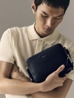 Lacoste - Black Chantaco Leather Mini Sling Bag