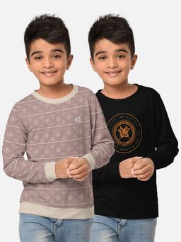 HELLCAT - Trendy Printed Multi-Colour Round Neck T-Shirts For Boys (Pack of 2)