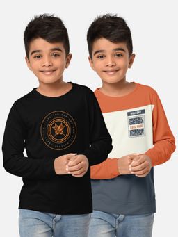 HELLCAT - Trendy Printed Multi-Colour Round Neck T-Shirts For Boys (Pack of 2)