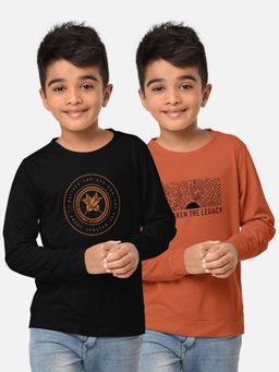 HELLCAT - Trendy Printed Multi-Colour Round Neck T-Shirts For Boys (Pack of 2)