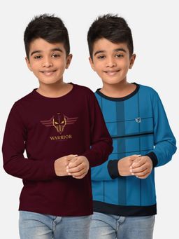 HELLCAT - Trendy Printed Multi-Colour Round Neck T-Shirts For Boys (Pack of 2)