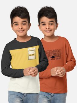HELLCAT - Trendy Printed Multi-Colour Round Neck T-Shirts For Boys (Pack of 2)